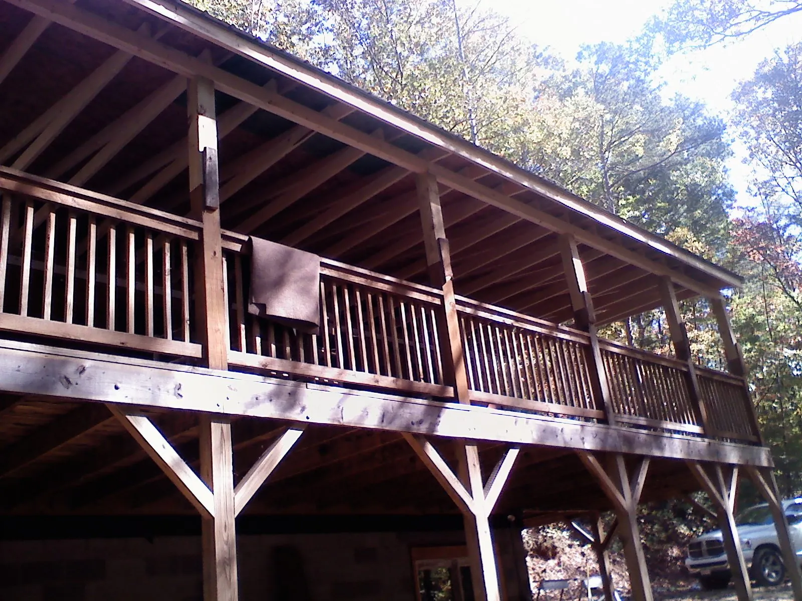 Timber framing under a new elevated porch and deck — Roof Leak Repair in Brownstown by Roofing Brothers